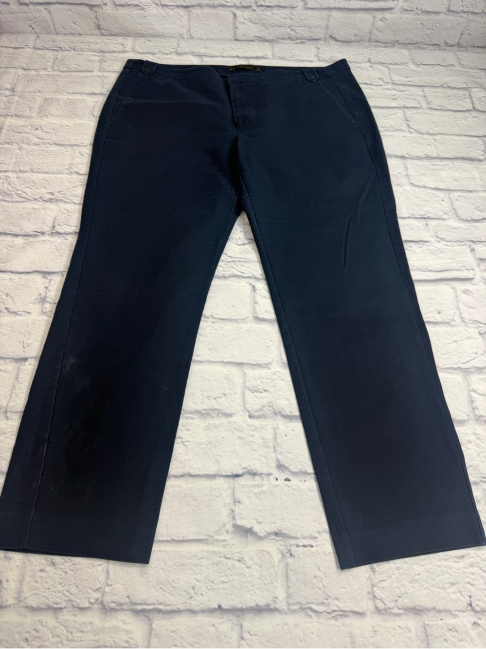 Zara Basic Navy Straight-Leg Women's Chinos. Size 12.